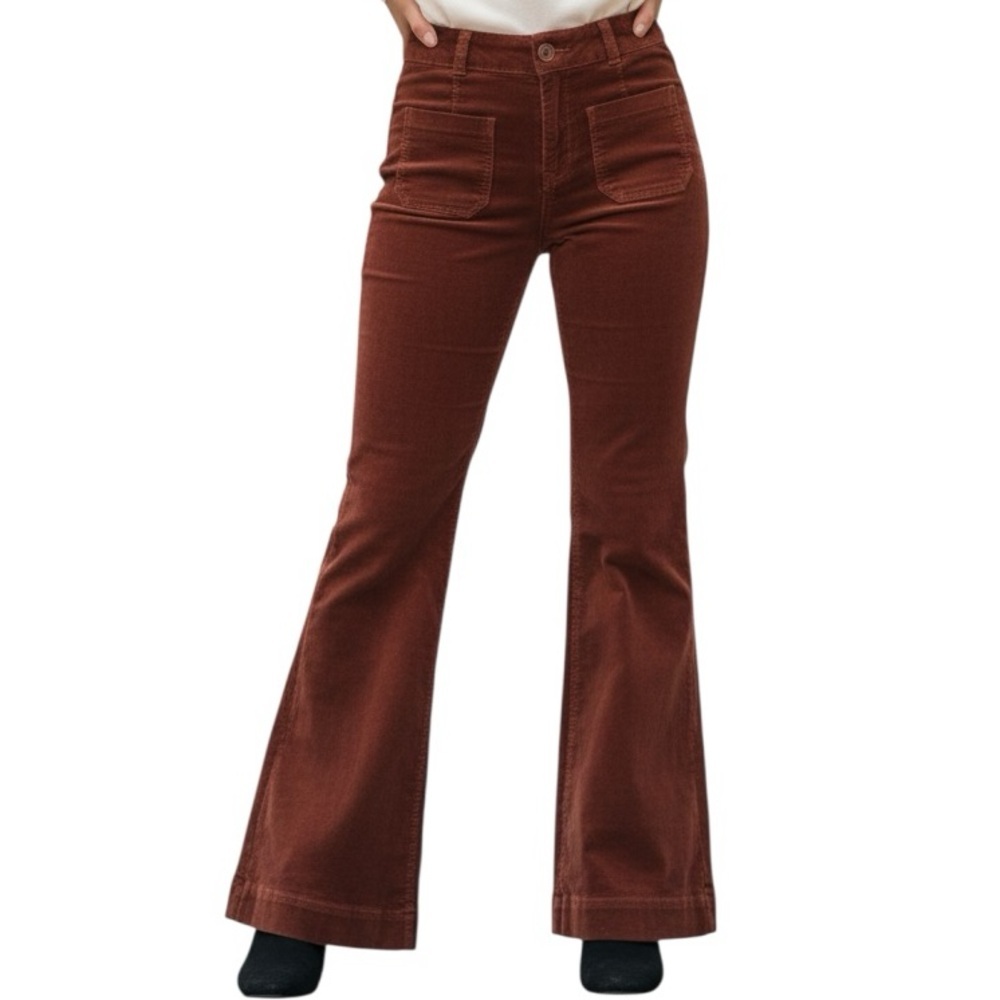 Pilcro The Icon Flare Corduroy Rust Color Size 8 High Waist Anthropologie